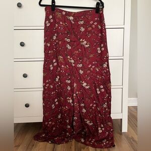 Burgondy floral maxi skirt